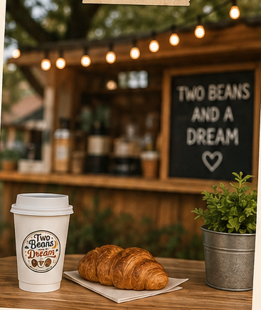 Temporary photo of a cozy neighborhood coffee stand with coffee and pastries